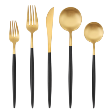 Black Gold Stainless Steel Tableware Set for Wedding Event Decoration