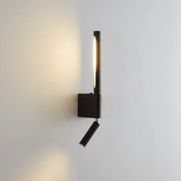 Minimalist Modern Black Wall Mount Bedside LED Reading Lamp