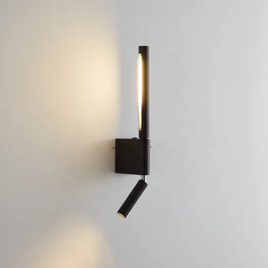 Minimalist Modern Black Wall Mount Bedside LED Reading Lamp