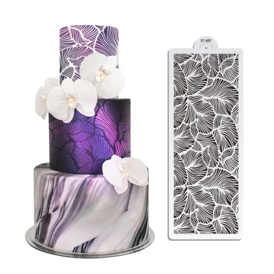 Geometric Leaves Feather Shaped Cake Lace Mats for Decorative Flowers