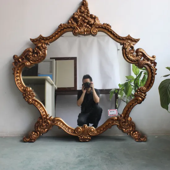 Elegant Vintage Resin PU Wall Hanging Mirror Frame for European Home Decor