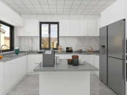 Modern White Acrylic Door Modular Lacquer Kitchen Cabinet