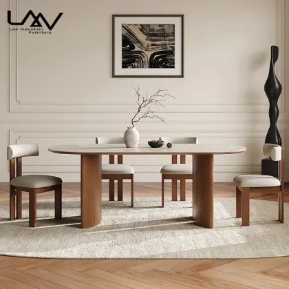 Nordic Retro Design Luxury Hotel Wooden Dining Set