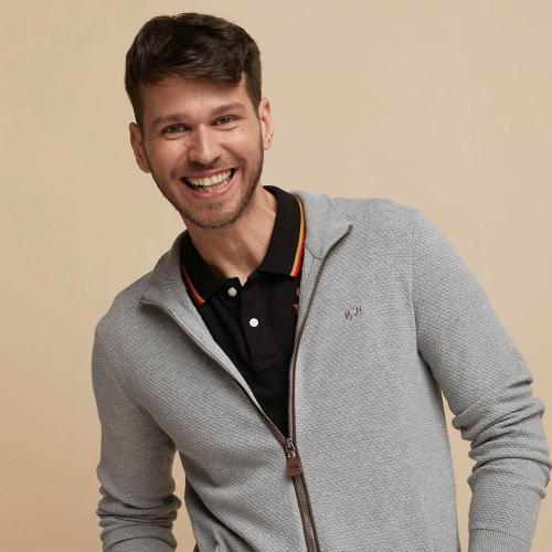 Herren lässig Jacquard Stickerei Zipper Sweatshirt