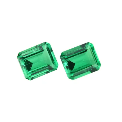 Loose Lab-Created Emerald Cut Green Emerald Stone Bead Jewelry from Colombia