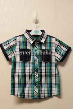 Summer Fashion Knitted Children Clothing Custom Boys Cotton Plaid Shirt for Wholesale 2016
