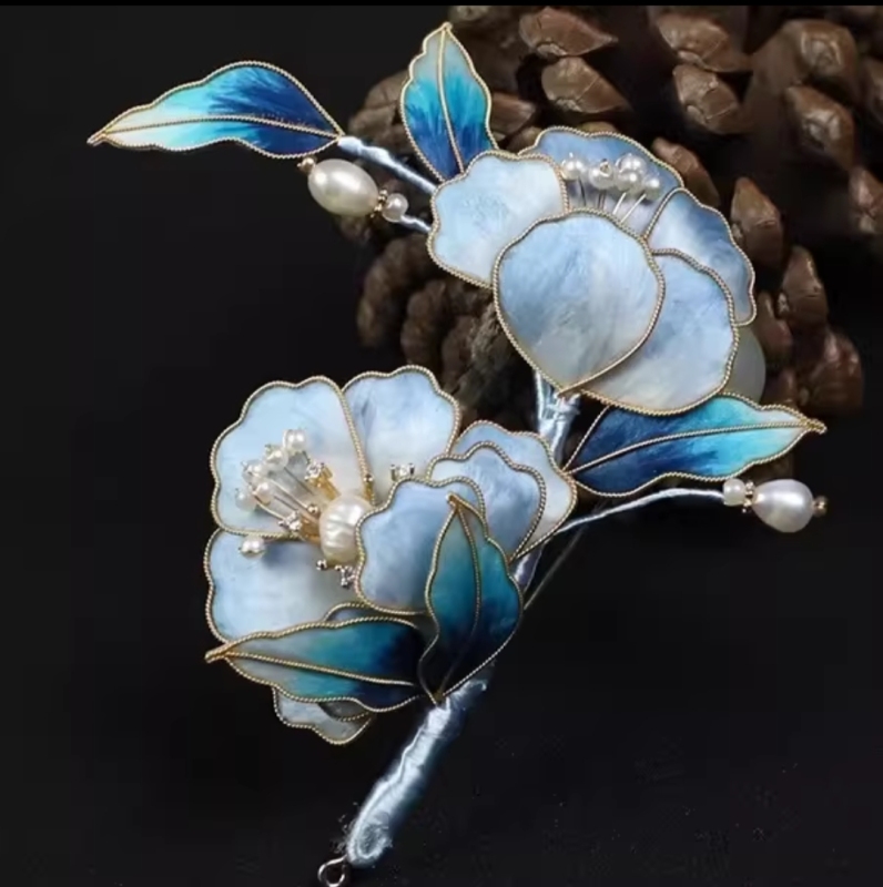 intangible cultural heritage silk embroidery silk velvet flower brooch