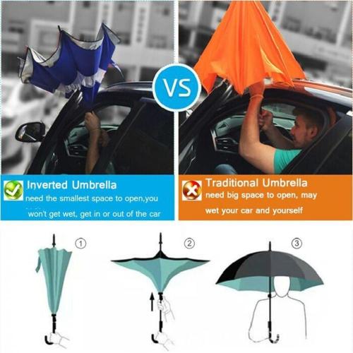 Rain Proof Double Layer Inverted Reversible Paraply