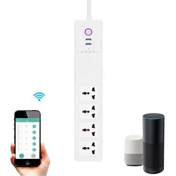 Smart Power Pasek z 4 punktami sprzedaży 2 porty USB WiFi Smart Surge Protection Universal Multi Plug Gniazdki Smart Power Strip