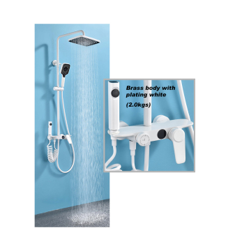 Factory Price High-Quality 4-Function Wall Mount Smart Digital LED Timer Rain Brass Shower Mixer Faucet Set with Shelf Rack