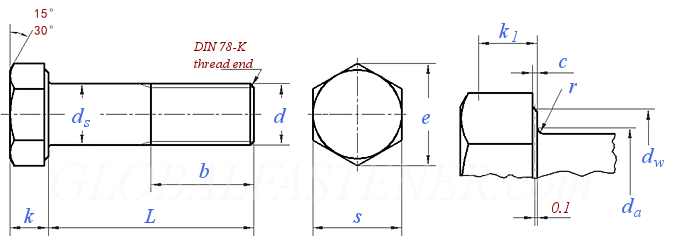 DIN960 Fine Pitch Thread Hex Head Bolts