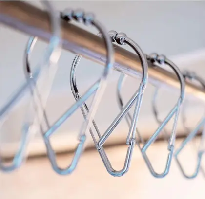 Easy Install Double Spring Hook Shower Curtain Hooks with Roller Ball - OEM ODM Available