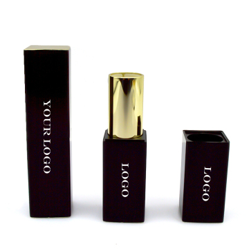 Custom Logo Luxury Black Lipstick Tube - 12.1mm Aluminum Square Magnet Packaging