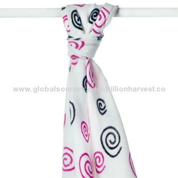 Bamboo Bath Towel, Printed/Magenta Spirals/Extremely Soft/Great Absorbency/Ecological/Antibacterial