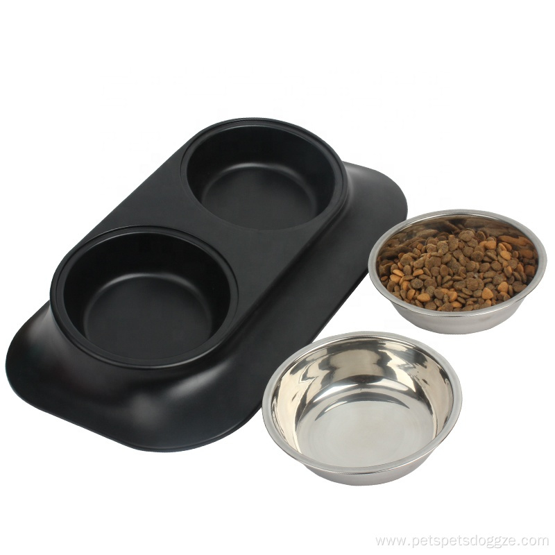 Pet Water Bowls Slanted Double Dog Food Bowl