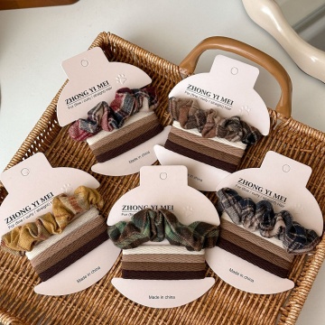 Μαξιλάρι μαλλιά scrunchies ruffled plaid vintage δεσμούς για φθινοπωρινά αξεσουάρ μαλλιών