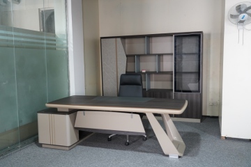 Modern Executive Desk with Side Cabinet