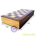 BESCON DICE 10-Inch Classic Folding Wooden Chess Set for Kids and Adults, Folding Chess Board - Storage for Chess Pieces