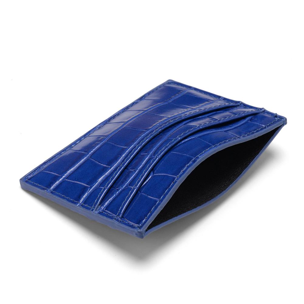 Blue Alligator Leather Slim Credit Ced Cid Holder