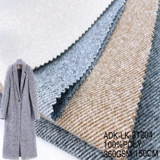Fashion Ladies Polyester Twill Outwear Tweed Coat Fabric