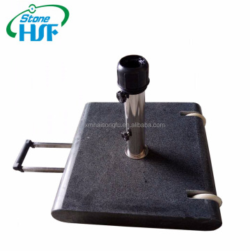 60KG Square Dark Grey Granite Patio Umbrella Base with Wheels and Trolley