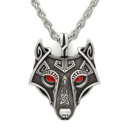 Norse Vikings Pendant Necklace - Wolf Head Jewelry
