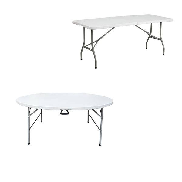 Mesa de banquete de casamento dobrável de plástico redondo branco