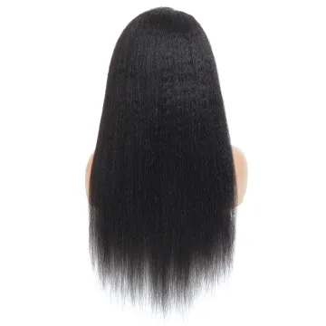 28 30 Inch Yaki Kinky Straight Lace Closure Wig Brazilian Remy Human Hair Pre Plucked Swiss 4X4 Lace Closure Wig For Black Women
