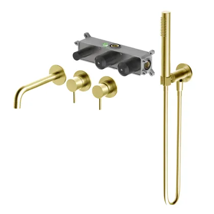 Wall Mounted Brushed Nickel Bathtub Faucet With Shower