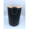 Metal Bamboo lid Trash Can