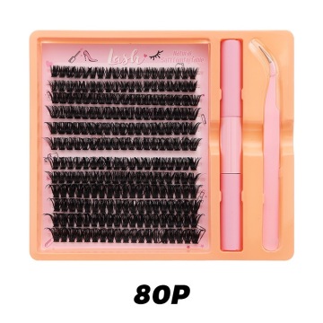 DIY Full Eyelash Extension Kit: OEM Faux Mink Lashes - Pre-cut Segment Cluster Lashes for Natural Look