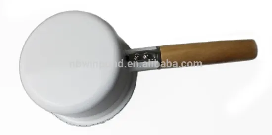 14cm white colour wooden handle enamel pot ,enamelware cookware