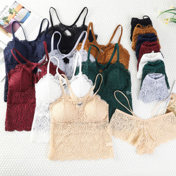 Lacy Backless Bralette Crop Top Set for Women