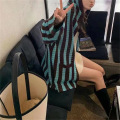 Cardigan tricot à capuche à rayures pour femmes