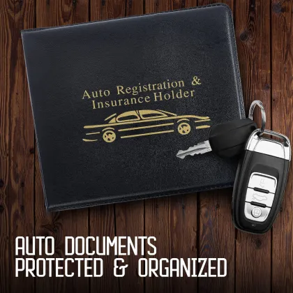 Custom Logo Design Waterproof PU Leather Car Registration and Insurance Holder