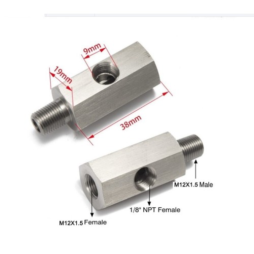 1/8NPT and M12X1.5 Oil Pressure Sensor Tee adapter