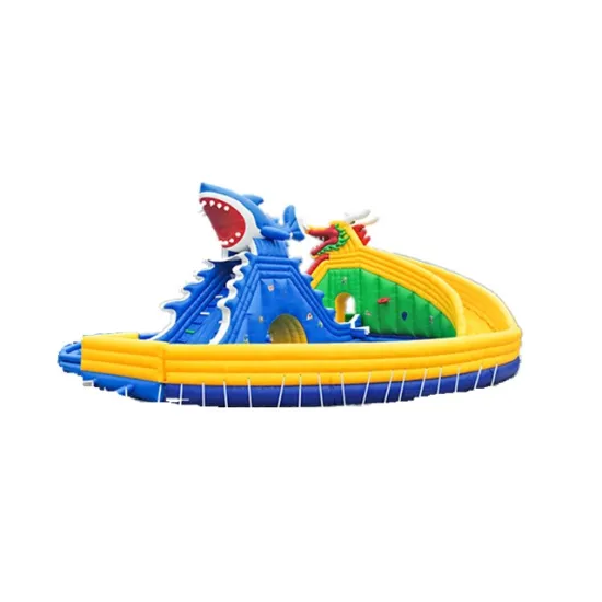 Adults-Only Commercial Amusement Park with Inflatable Water Slides and Bouncers in the City