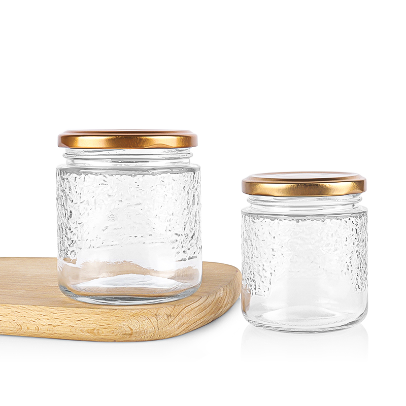 Hammer Pattern Glass Jar