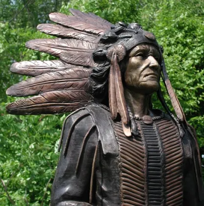 Hot Sale Bronze Indian Chief Statue with Spear for Garden Decoration