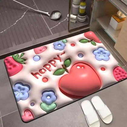 3D Printed Washable Bathroom Rug - Colorful Diatom Mud Mat