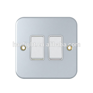 BS 10A 2 Gang 1 Way Plate metal Switch