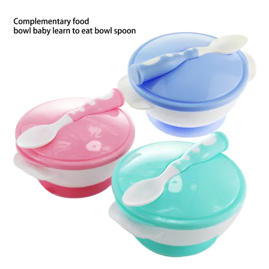 Children's Dishes Set Sucker Baby Food Feeding Tableware Plate Suction Baby Eating Bowl +Spoon Kids Assist Training bowl