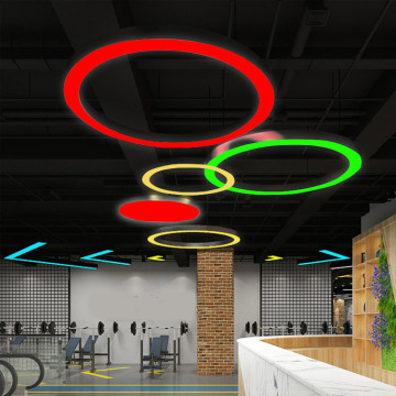 Modern RGB Round LED Pendant Lamps for Gym - 400mm to 800mm