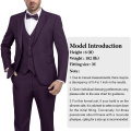 WYWK Men's 3-Piece Suit Banquet Prom Wedding Set-Purple-XS