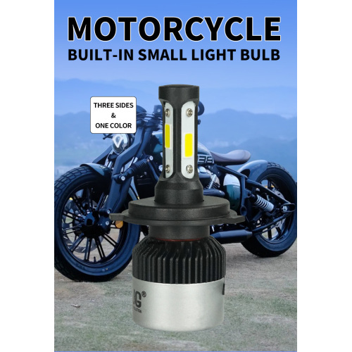 Black H4 Motorcycle Led Headlight Bulbs With Fan