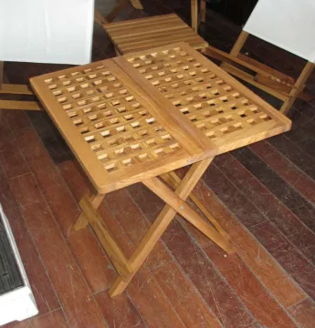 deck chair & wooden beach table