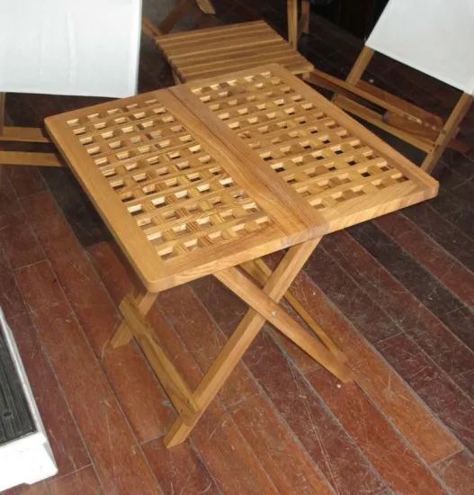 deck chair & wooden beach table