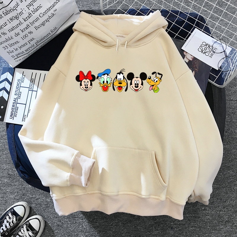 Disney Mickey Mouse Women's Hoodie Sweatshirt Women's Oversized Mickey Print Plus Fleece Hooded Crop Top Women's Sweatshirt