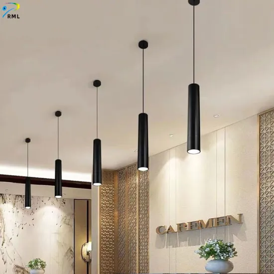 Modern Long Tube Cylindrical Chandeliers for Office and Restaurant Aisles