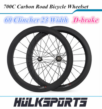 Top quality disc brake wheels 700C full carbon fiber road bicycle wheels 60mm clincher wheelset bike wheels carbon bike wheel